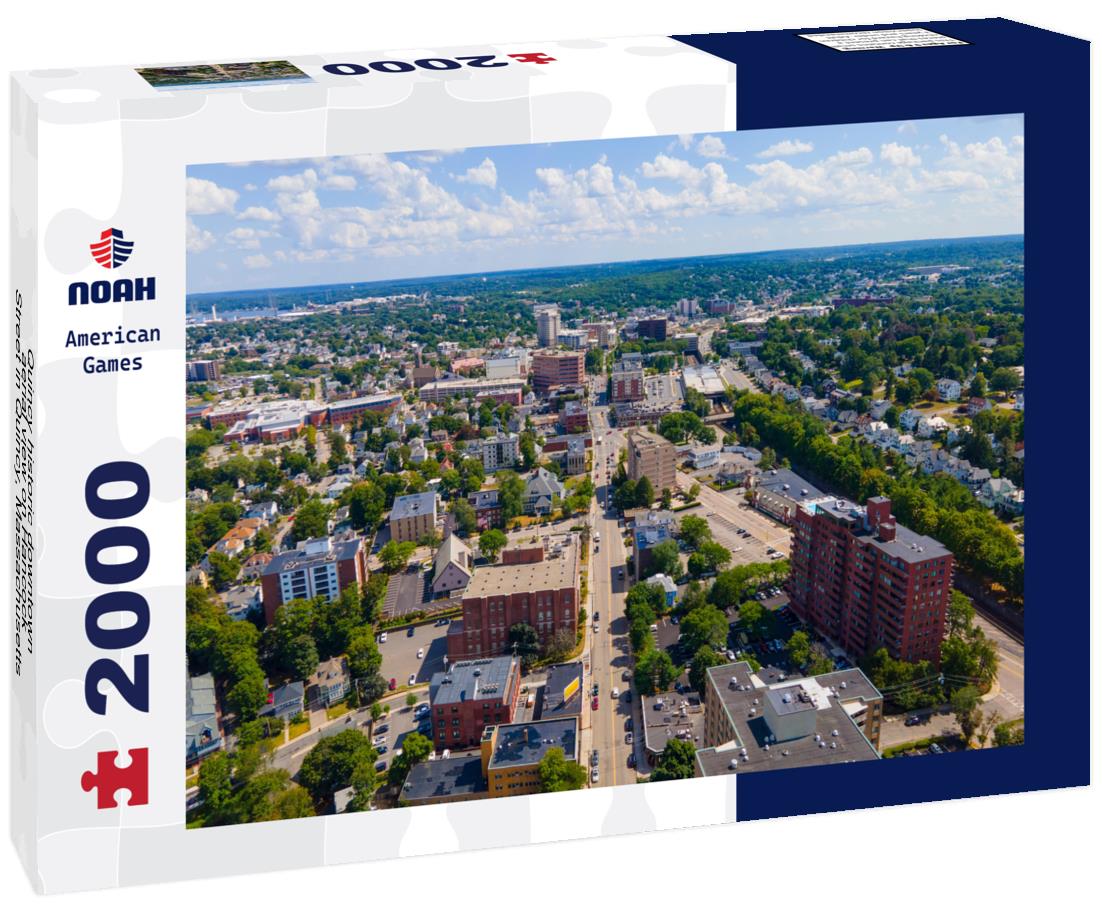 Noah Jigsaw Puzzle Quincy historic downtown aerial view on Hancock Street in Quincy, Massachusetts MA, USA 2000 pieces