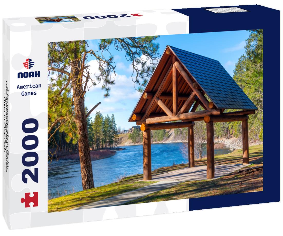 Noah Jigsaw Puzzle A log gazebo sits in Corbin Park overlooking the Spokane River in Post Falls, Idaho, USA 2000 pieces