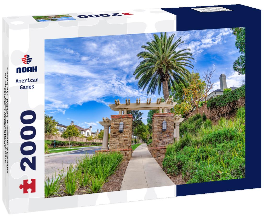 Noah Jigsaw Puzzle Scene of Chicago riverfront cityscape at dusk, USA downtown skyline, Illinois, United States 2000 pieces