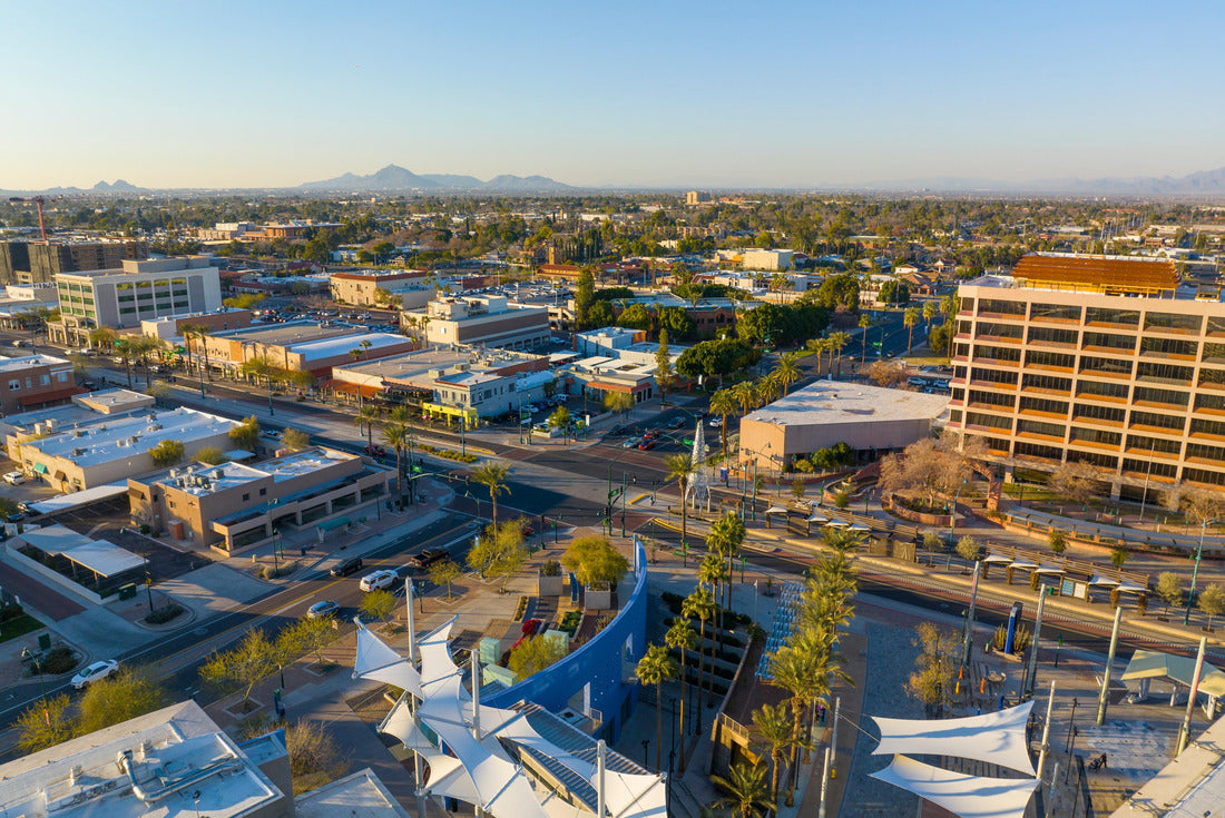 Noah Jigsaw Puzzle Mesa city center aerial view on Center Street at Main Street at sunset, Mesa, Arizona AZ, USA 2000 pieces