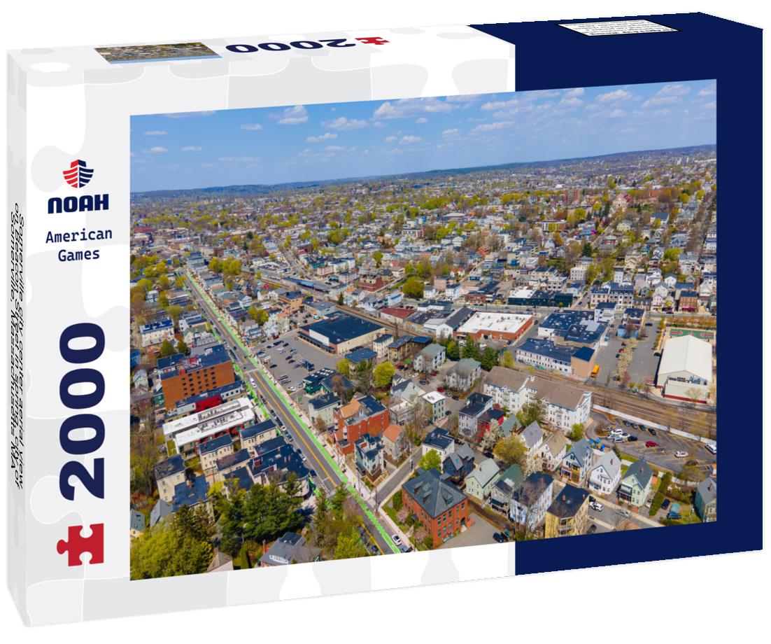 Noah Jigsaw Puzzle Somerville city center aerial view on Beacon Street in spring, city of Somerville, Massachusetts MA 2000 pieces