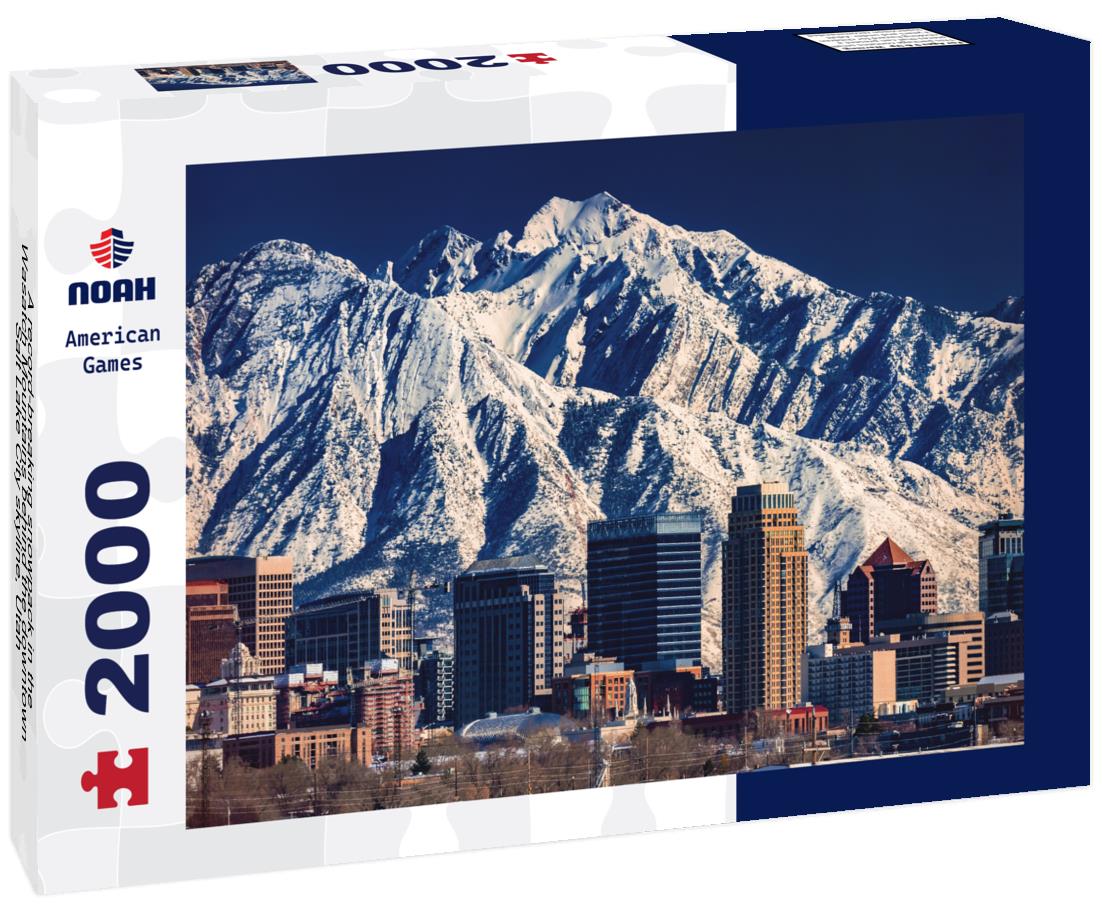 Noah Jigsaw Puzzle A record-breaking snowpack in the Wasatch Mountains behind the downtown Salt Lake City skyline, Utah 2000 pieces