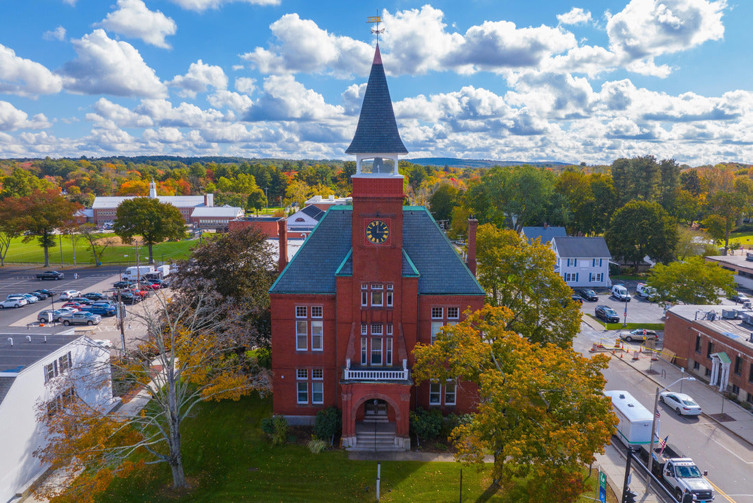 Noah Jigsaw Puzzle Old Town Hall aerial view at 980 Main Street in historic town center of Walpole, Massachusetts MA, USA 2000 pieces