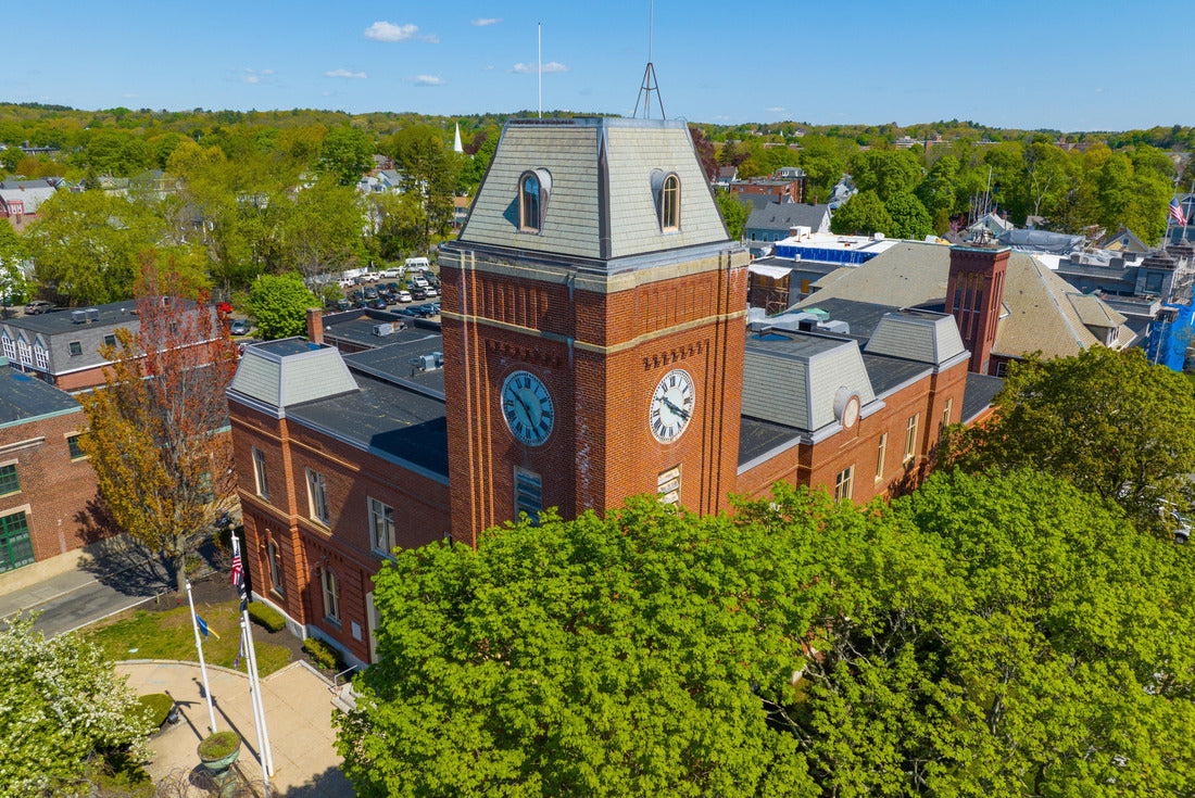 Noah Jigsaw Puzzle Melrose City Hall aerial view at 562 Main Street in historic city center of Melrose, Massachusetts MA, USA 2000 pieces