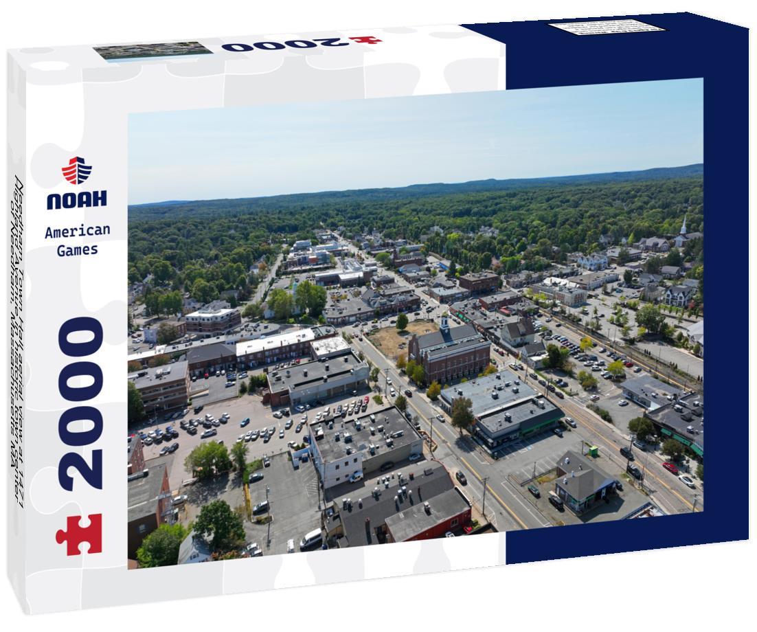 Noah Jigsaw Puzzle Needham Town Hall aerial view at 1471 Highland Avenue in historic town center of Needham, Massachusetts MA 2000 pieces