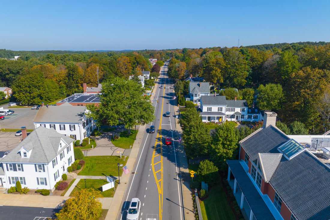 Noah Jigsaw Puzzle Westwood historic town center aerial view on High Street at fall in town of Westwood, Massachusetts MA, USA 2000 pieces