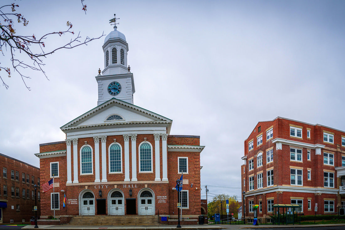 Noah Jigsaw Puzzle Historic Lebanon City Hall building, downtown skyline, and Colburn Park in Grafton County, western New Hampshire 2000 pieces