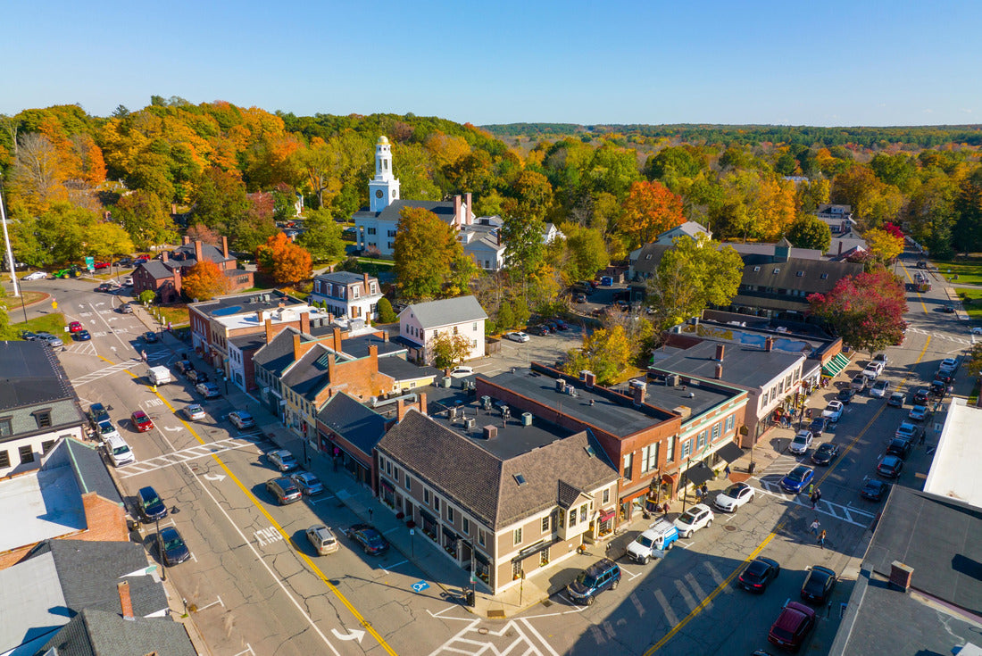 Noah Jigsaw Puzzle Concord historic town center aerial view in fall with fall foliage on Main Street in town of Concord, Massachusetts MA 2000 pieces