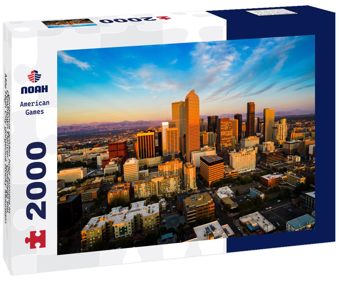 Noah Jigsaw Puzzle gorgeous golden hour sunrise in Downtown Denver , Colorado the Mile High City gorgeous Rocky Mountain capital city view 2000 pieces