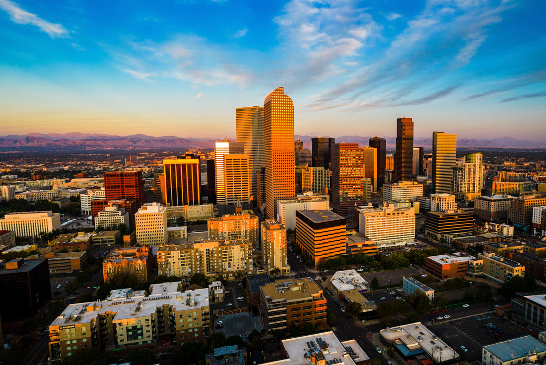 Noah Jigsaw Puzzle gorgeous golden hour sunrise in Downtown Denver , Colorado the Mile High City gorgeous Rocky Mountain capital city view 2000 pieces