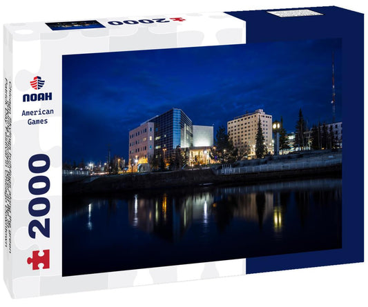 Noah Jigsaw Puzzle Chicago Skylines buildings along the green coloring Chicago River at the St. Patrick Day Festival in Chicago Downtown IL USA 2000 pieces