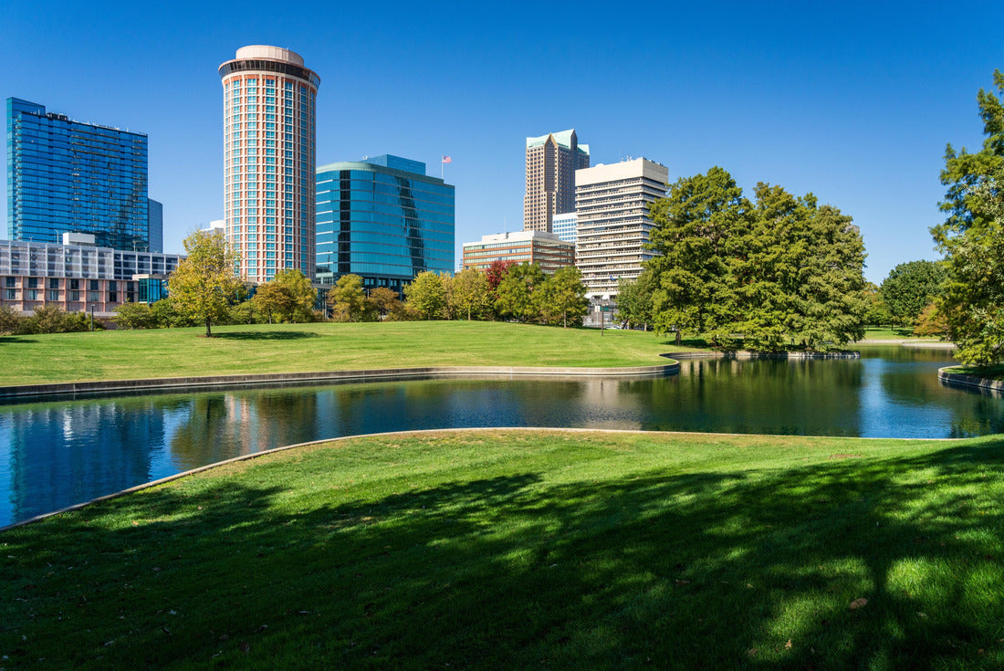 Noah Jigsaw Puzzle View across green planting of Gateway Arch park and across the lake to office buildings and hotels in downtown St Louis Missouri 2000 pieces