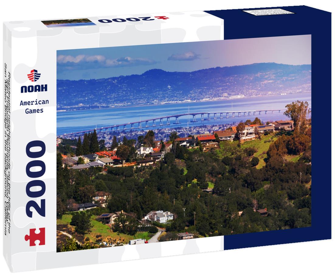 Noah Jigsaw Puzzle Residential neighborhoods on the hills of the San Francisco Peninsula, Silicon Valley, San Mateo Bridge in the background, California 2000 pieces
