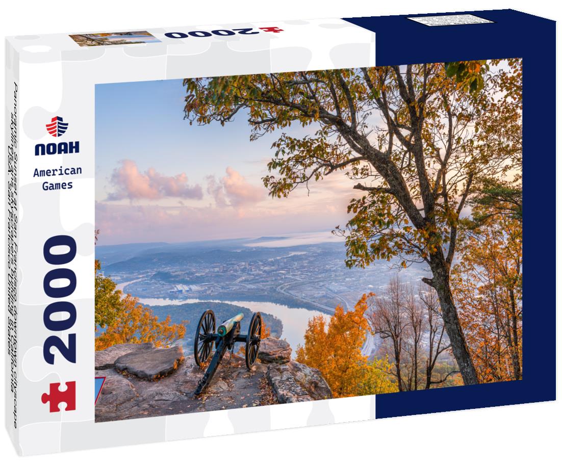 Noah Jigsaw Puzzle Panoramic Sunset at San Francisco downtown cityscape skylines ans skyscrapers building in California, USA. San Francisco United States 2000 pieces