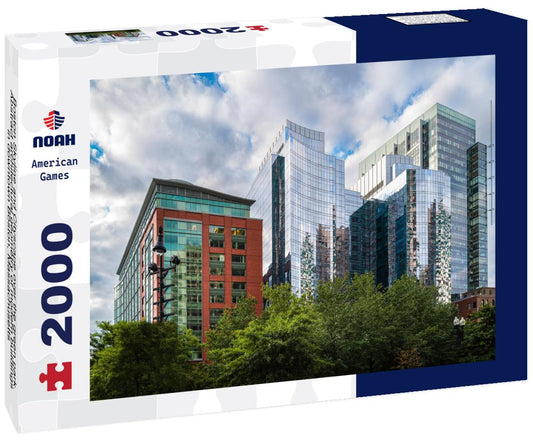 Noah Jigsaw Puzzle Boston Skyline and Cityscape over the green park. Abstract architectural geometry of modern buildings in downtown Boston, Massachusetts 2000 pieces