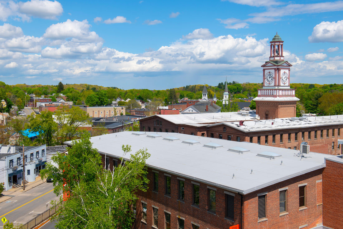 Noah Jigsaw Puzzle Historic Assabet Woolen Mill, built in 1847, on Main Street on Assabet River in Maynard historic town center in spring, Maynard, Massachusetts, USA 2000 pieces
