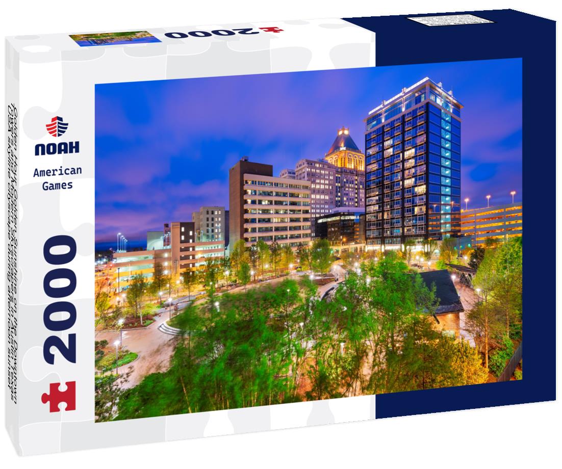 Noah Jigsaw Puzzle Golden Hour Golden Sunshine on the Downtown Towers and Modern Skyscrapers in Austin Texas USA skyline cityscape during afternoon sunset with Town Lake and Bridges 2000 pieces