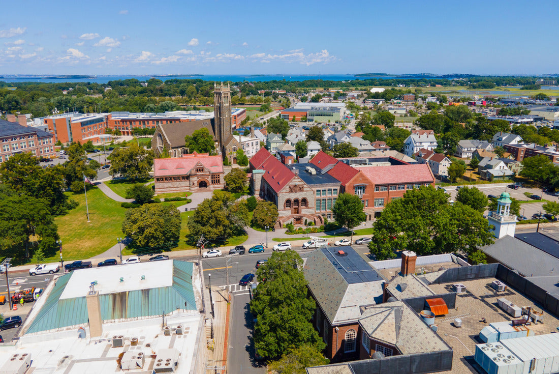 Noah Jigsaw Puzzle Quincy historic downtown aerial view including Bethany Congregational Church and Thomas Crane Public Library at 40 Washington Street in Quincy, Massachusetts MA, USA 2000 pieces