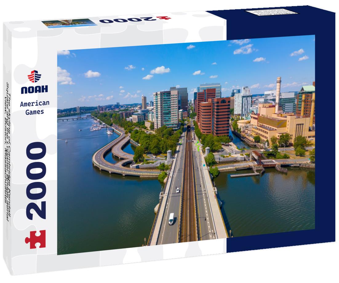 Noah Jigsaw Puzzle The skyline of Cambridge Kendall Square and the Luganer Bridge aerial view, Boston, Massachusetts 2000 pieces