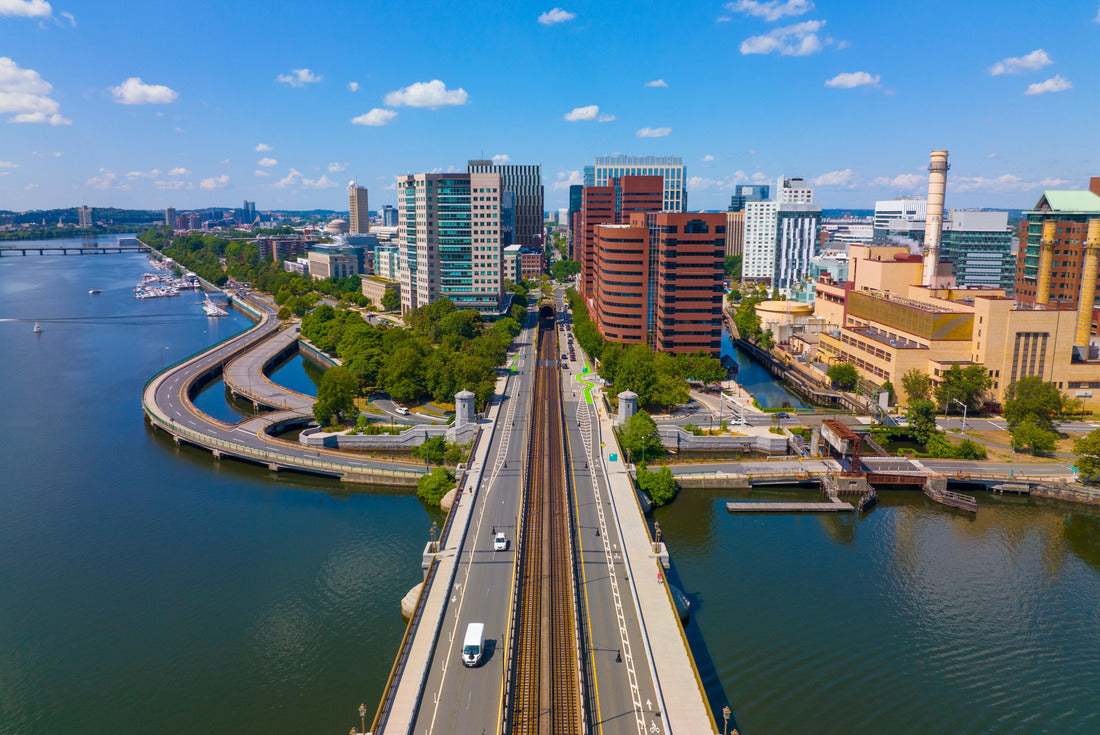 Noah Jigsaw Puzzle The skyline of Cambridge Kendall Square and the Luganer Bridge aerial view, Boston, Massachusetts 2000 pieces