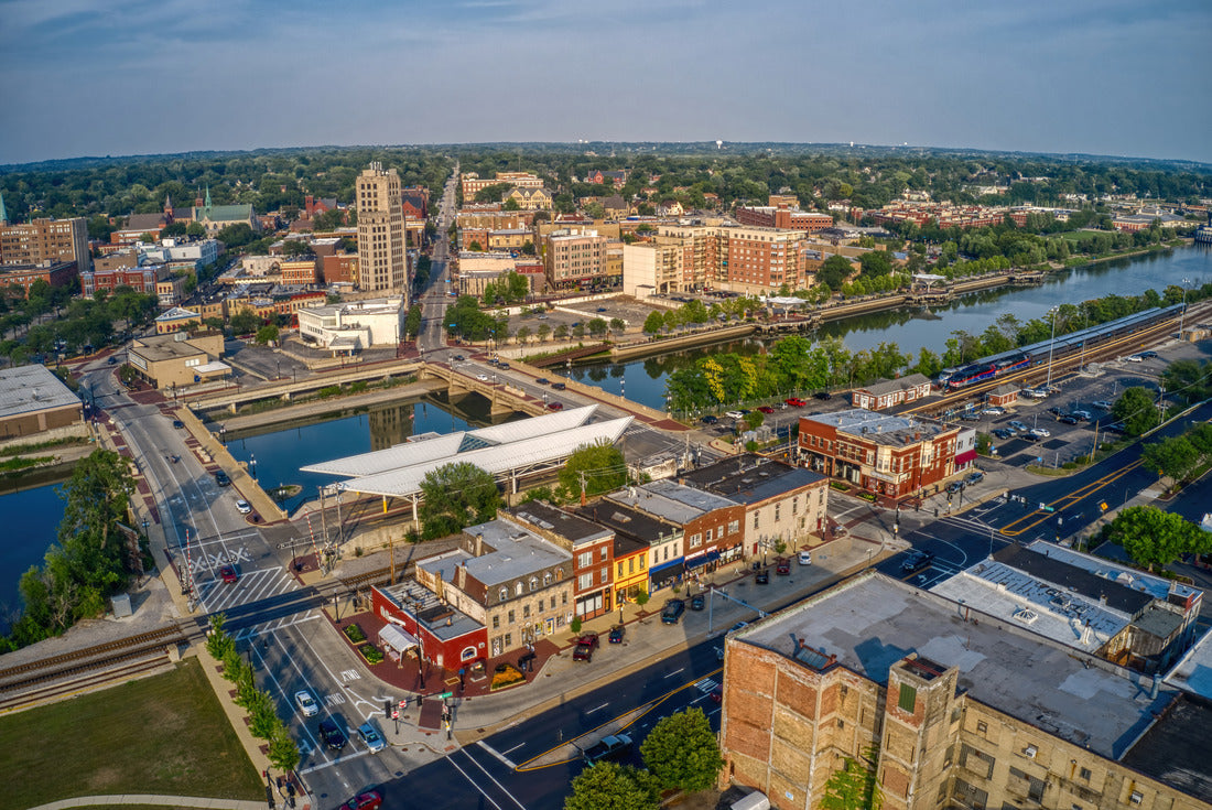 Noah Jigsaw Puzzle Aerial view of the Chicago suburb of Elgin, Illinois in summer 2000 pieces