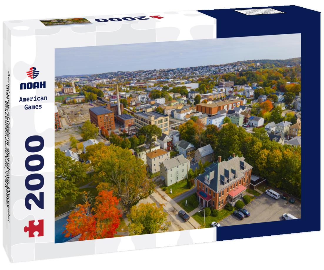 Noah Jigsaw Puzzle Aerial view of historic downtown Worcester with fall foliage in city of Worcester, Massachusetts MA, USA 2000 pieces