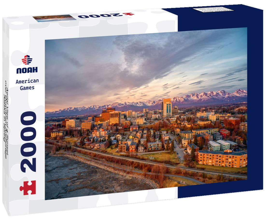 Noah Jigsaw Puzzle Aerial View of a Sunset over Downtown Anchorage, Alaska in Spring 2000 pieces