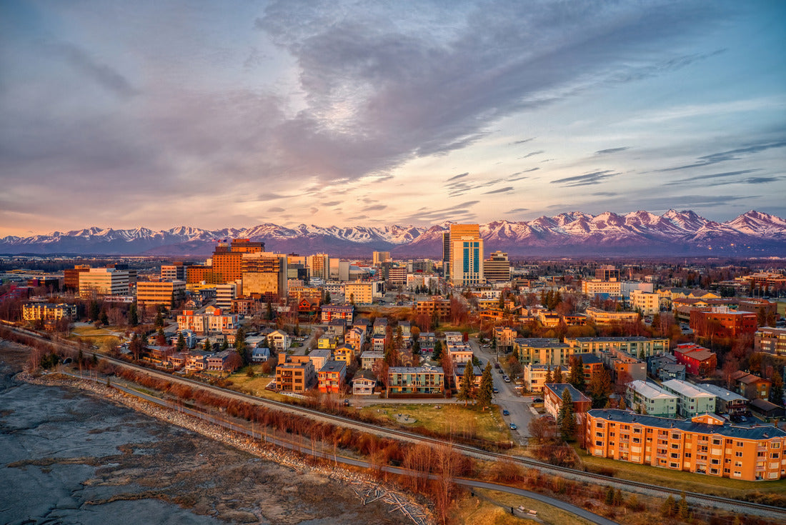Noah Jigsaw Puzzle Aerial View of a Sunset over Downtown Anchorage, Alaska in Spring 2000 pieces