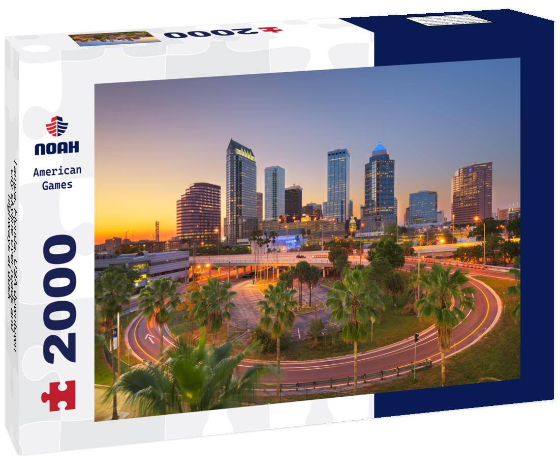 Noah Jigsaw Puzzle Tampa, Florida, USA downtown city skyline over roads and highways at dusk 2000 pieces