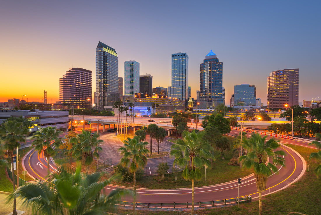 Noah Jigsaw Puzzle Tampa, Florida, USA downtown city skyline over roads and highways at dusk 2000 pieces