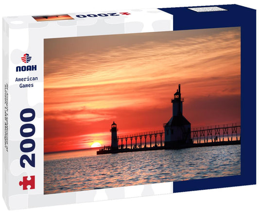 Noah Jigsaw Puzzle St Joseph Lighthouse at sunset, Lake Michigan 2000 pieces