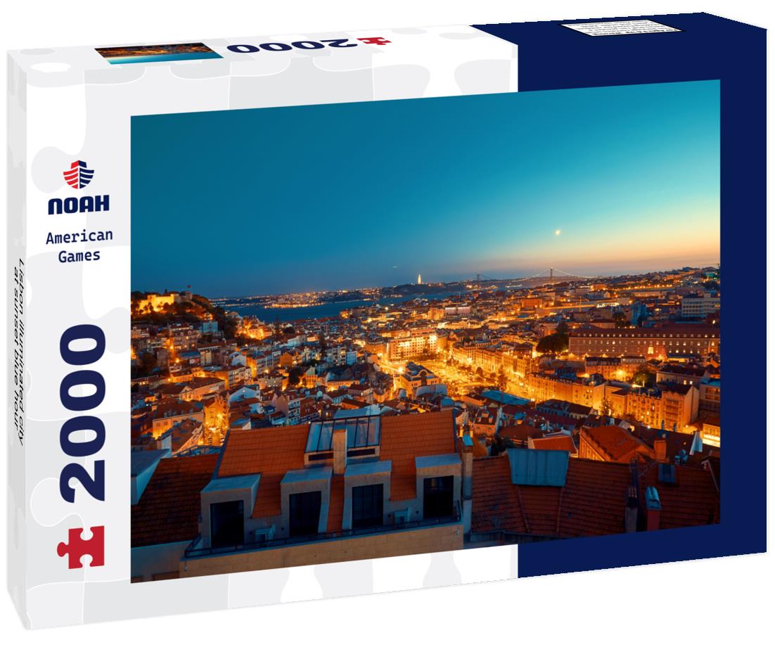 Lisbon illuminated city at sunset blue hour 2000pc Puzzle