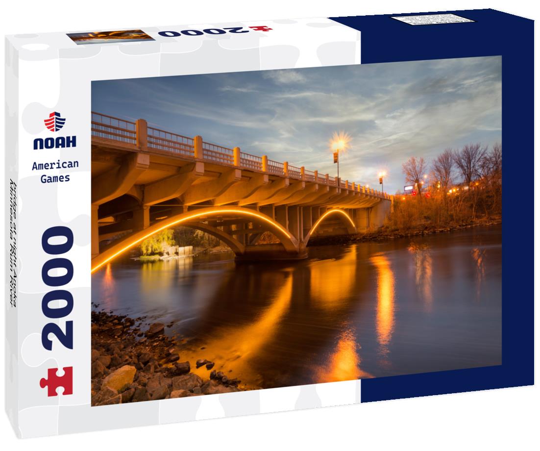Noah Jigsaw Puzzle bridge at night Anoka Minnesota Rum River 2000 pieces