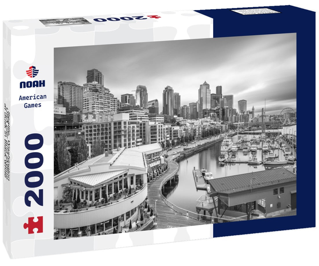 Seattle, Washington, USA pier and skyline at dusk 2000pc PuzzleBlack and White