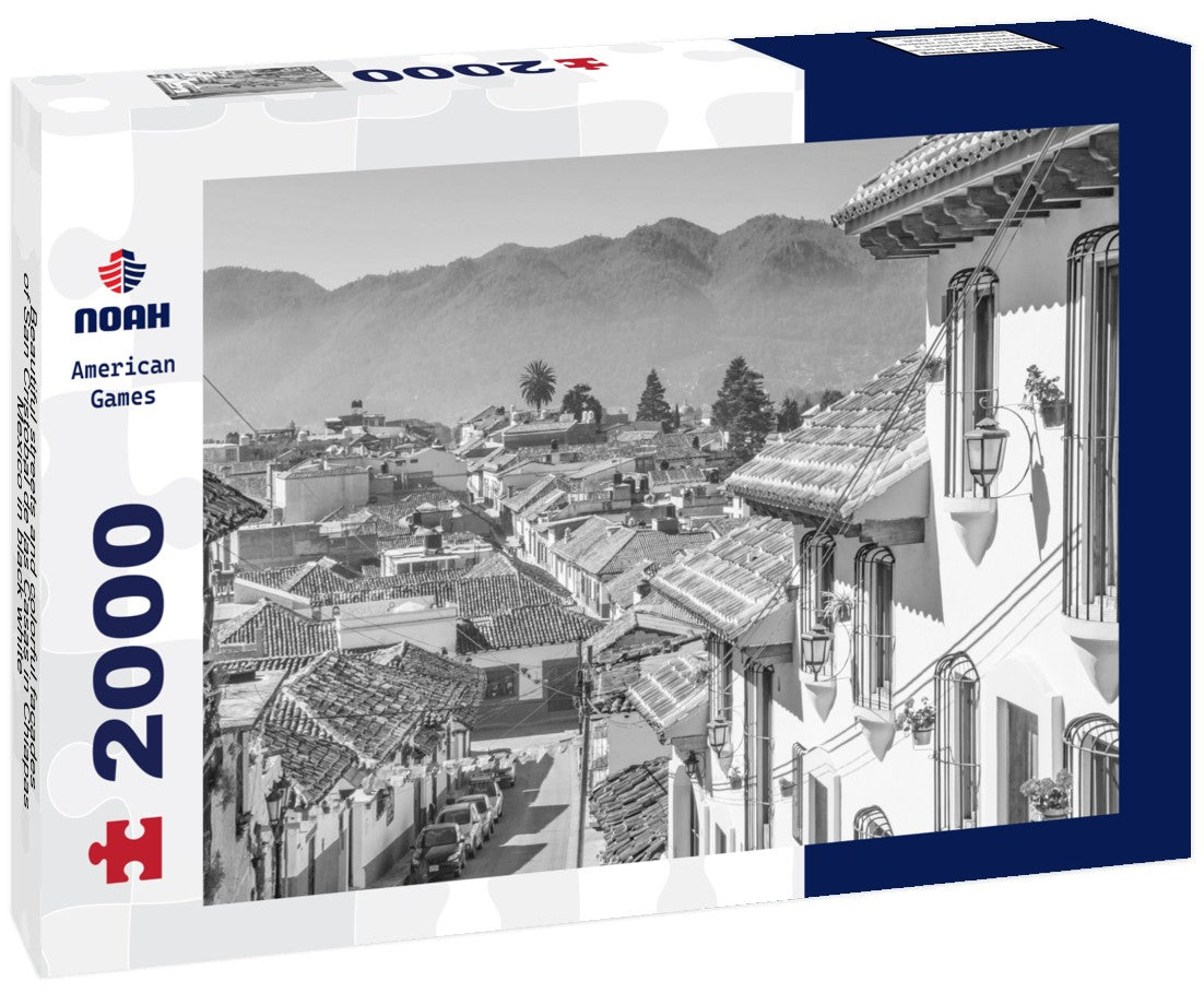 Beautiful streets and colorful facades of San Cristobal de las Casas in Chiapas, Mexico 2000pc PuzzleBlack and White