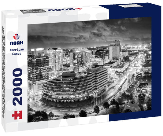 Noah Jigsaw Puzzle Aerial panorama of Norfolk Virginia by night. Norfolk is the second-most populous city in Virginia after neighboring Virginia Beach and the host of the largest navy base in the world in black white 2000 pieces