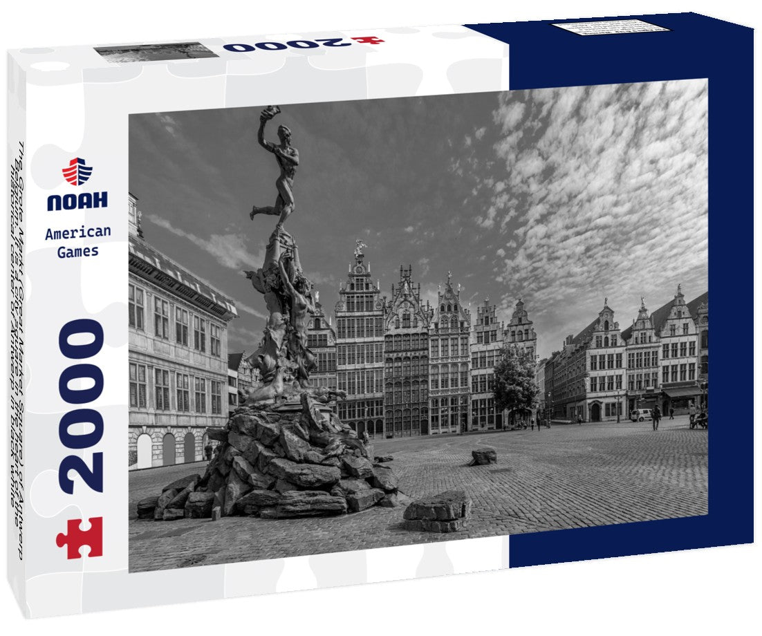 The Grote Markt (Great Market Square) of Antwerp, Belgium. It is a city square in the heart of the historical center of Antwerp 2000pc PuzzleBlack and White