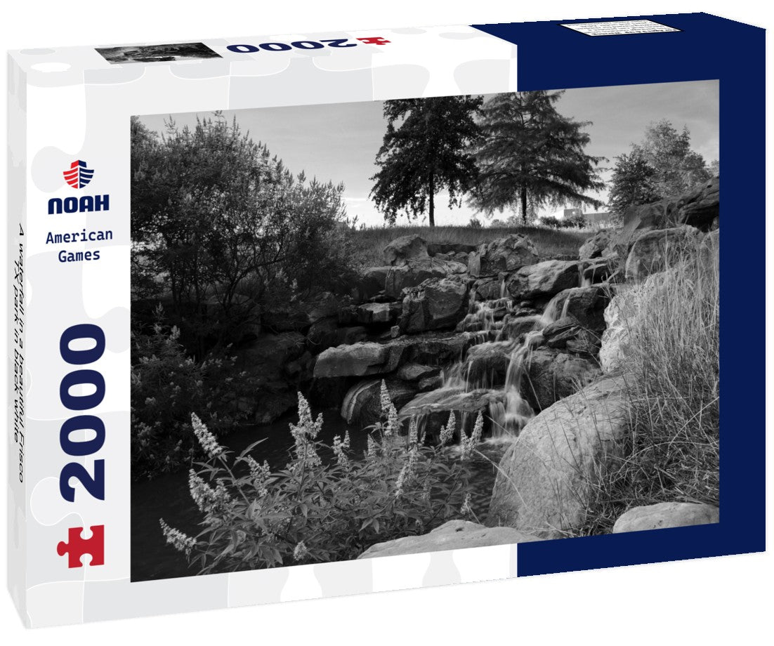 A waterfall in a beautiful Frisco, TX park 2000pc PuzzleBlack and White