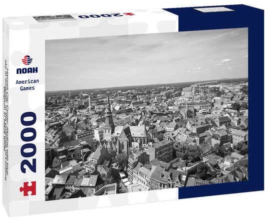 Noah Jigsaw Puzzle Hasselt City Center Skyline with blue sky in summer, in the province of Limburg, Belgium in black white 2000 pieces