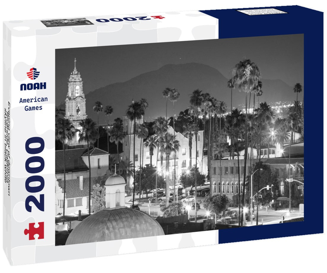 Evening view of downtown Riverside, California, skyline 2000pc PuzzleBlack and White