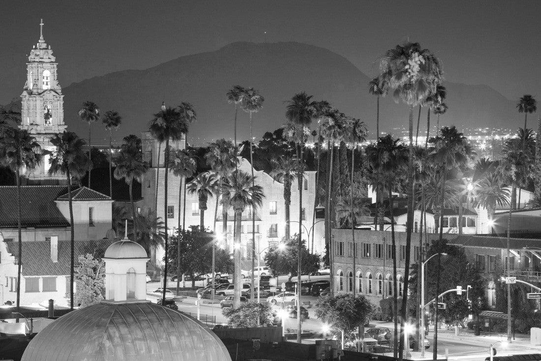 Evening view of downtown Riverside, California, skyline 2000pc PuzzleBlack and White
