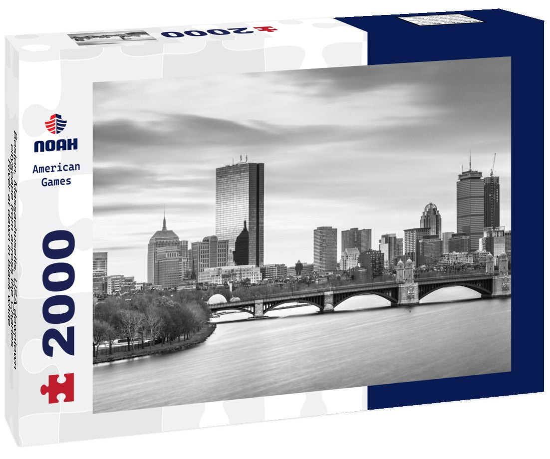 Boston, Massachusetts, USA downtown cityscape from across the Charles River at dawn 2000pc PuzzleBlack and White