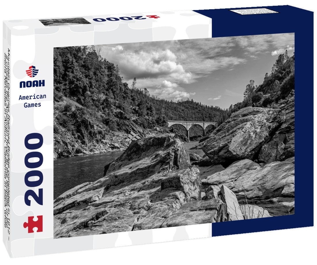 Mountain Quarries Railroad Bridge completed in 1912 ~ it crosses the American River in the foothills of the Sierra Nevadas in Auburn, California 2000pc PuzzleBlack and White