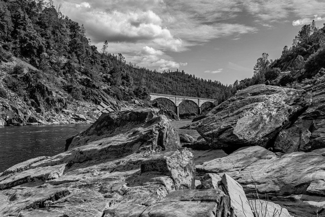 Mountain Quarries Railroad Bridge completed in 1912 ~ it crosses the American River in the foothills of the Sierra Nevadas in Auburn, California 2000pc PuzzleBlack and White