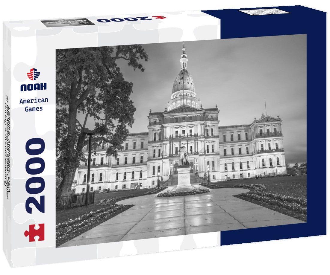 Lansing, Michigan, USA at the Michigan State Capitol during a humid evening 2000pc PuzzleBlack and White