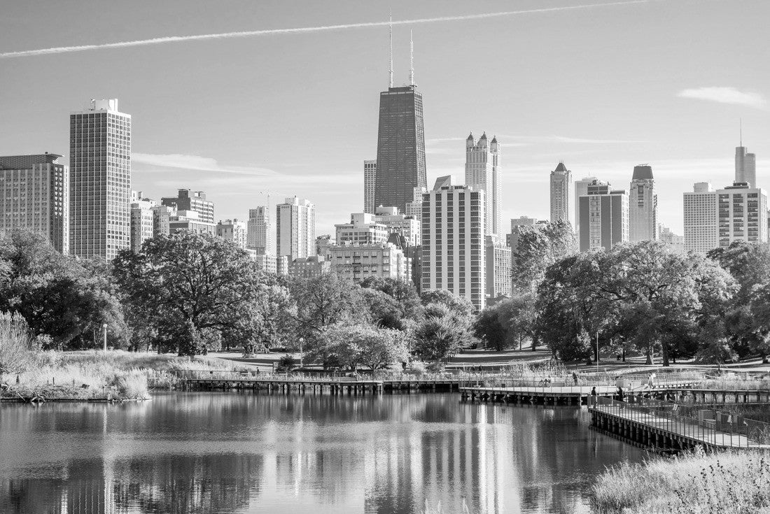 Chicago, Illinois, USA park and skyline 2000pc PuzzleBlack and White