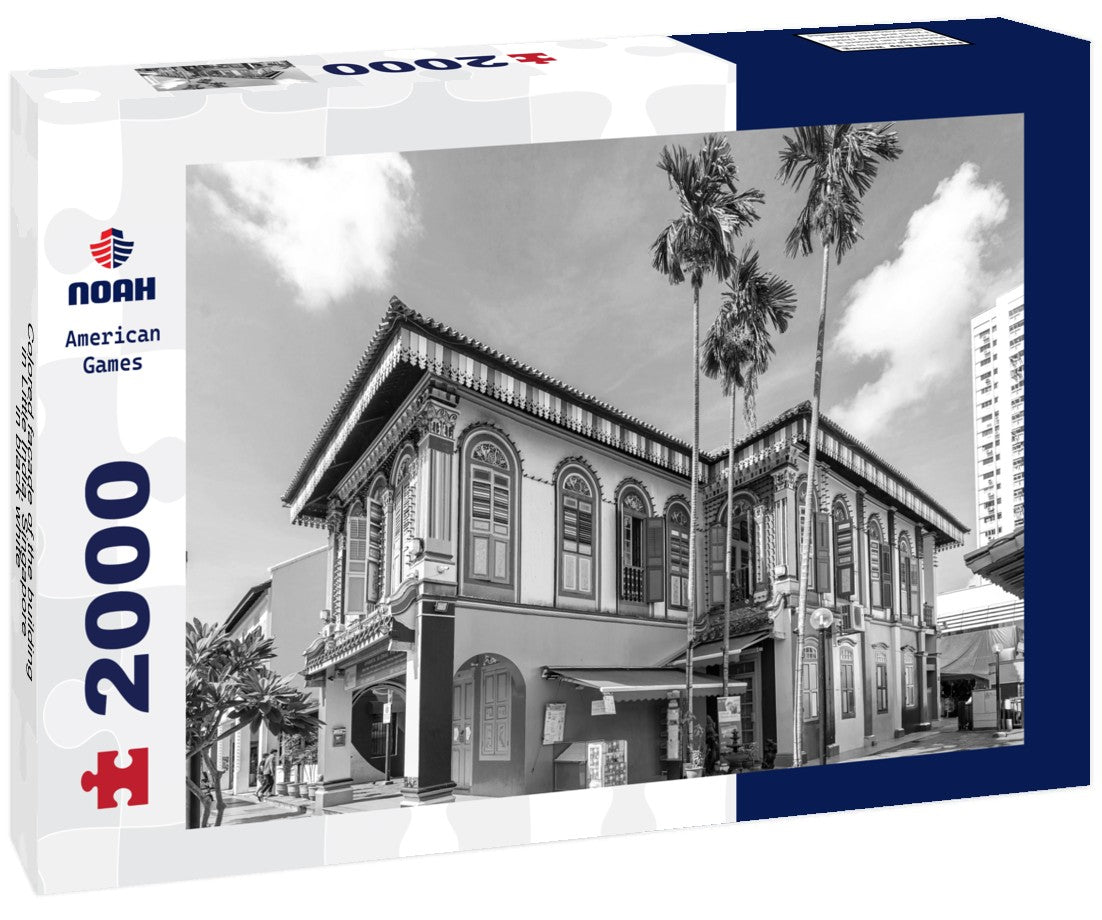 Noah Jigsaw Puzzle Colored facade of the building in Little India, Singapore in black white 2000 pieces