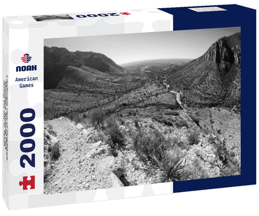 Noah Jigsaw Puzzle Landscape view of Guadalupe Mountains National Park during the day in Texas in black white 2000 pieces