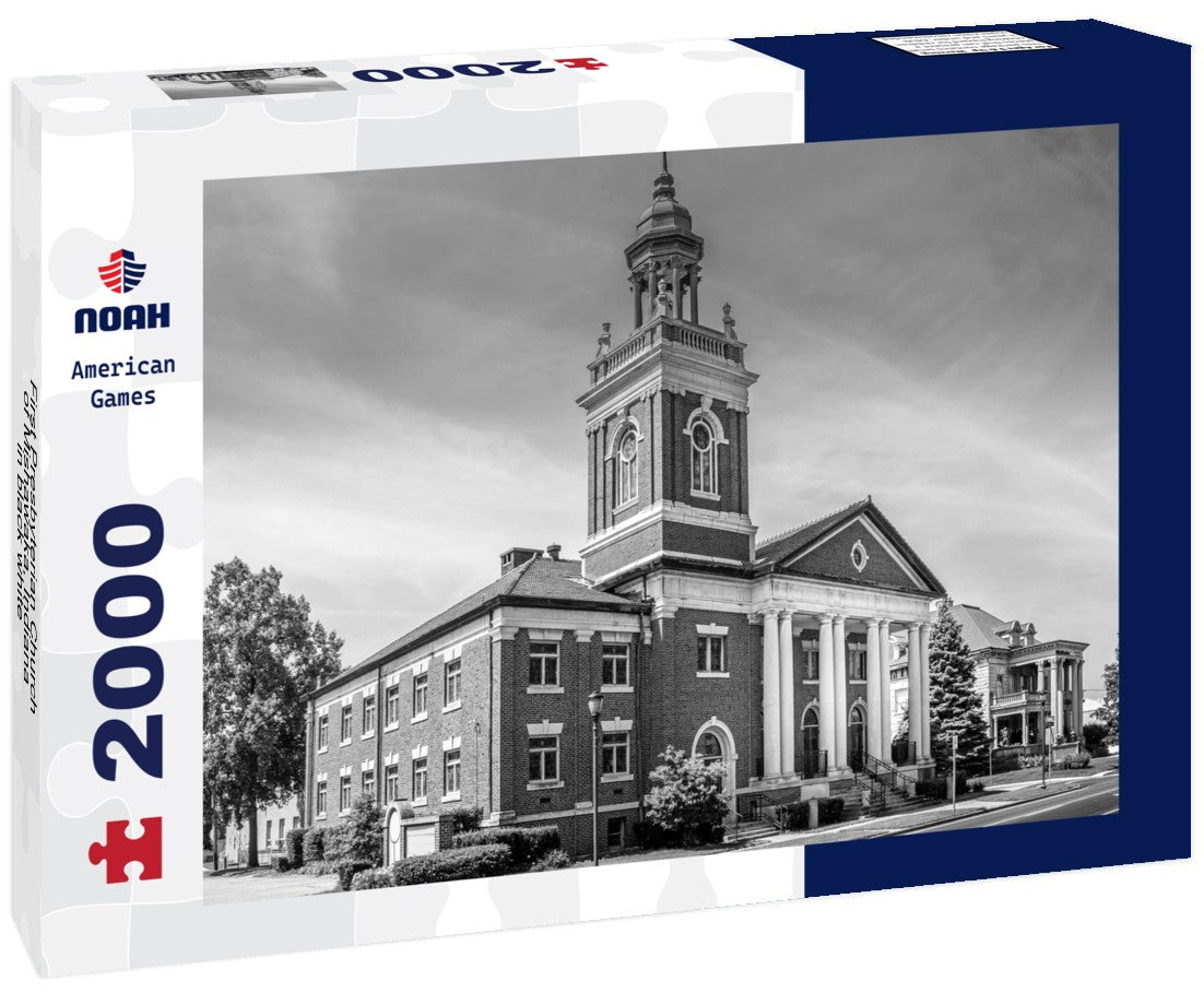 Noah Jigsaw Puzzle First Presbyterian Church of Mishawaka, Indiana in black white 2000 pieces
