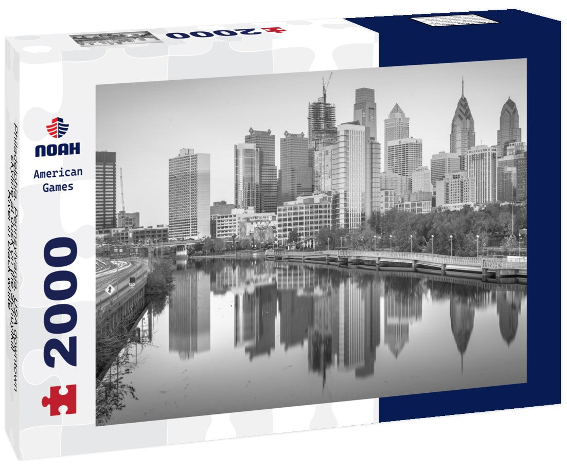 Philadelphia, Pennsylvania, USA downtown skyline at dusk on the Schuylkill River 2000pc PuzzleBlack and White